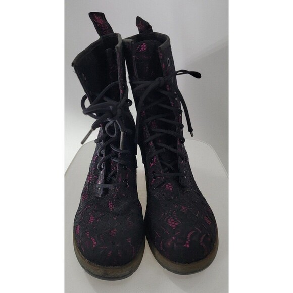 Dr. Martens DARCIE BLACK+PINK PIZZO SANTA CRUZ HEEL BOOT - Picture 4 of 9